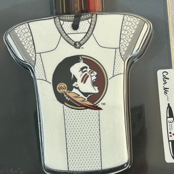 Florida State Seminoles Ceramic Jersey Color Me Ornament With Markers FSU TSA - Picture 3 of 9